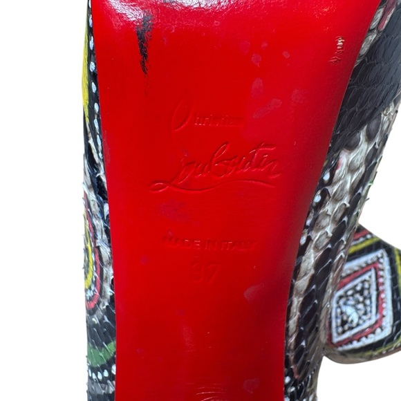 CHRISTIAN LOUBOUTIN Bianca Python Platform Pumps Multicolor Sz 37 orig box incl - Picture 6 of 6